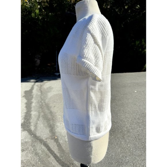 Gap Womens Small Shirt Waffle Knit Boat Neck Short Sleeve Casual Pullover - Picture 3 of 8